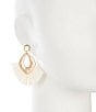 Southern Living Hammered Navette Metal Resort Raffia Drop Earrings, Color:Gold/Ivory - Image 2