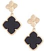 Southern Living Jet Leaf Clover Double Charm Drop Earrings - Image 1