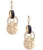 Southern Living Jet Leather Crystal Pave Round Double Drop Earrings - Image 1