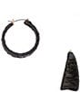 Southern Living Jet Raffia Wrapped Metal Hoop Earrings, Color:Gold/Jet - Image 1