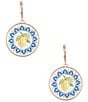 Southern Living Lemon Print Round Drop Earrings, Color:Gold/Yellow - Image 1