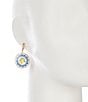 Southern Living Lemon Print Round Drop Earrings, Color:Gold/Yellow - Image 2