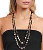 Southern Living Line Textured Multi Disc Station Jet Cord Multi Strand Necklace - Image 2