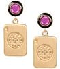 Southern Living Mahjong Tile Round Stone Post Drop Earrings - Image 1