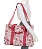 Southern Living Mahjong Pagoda Tote Bag, Color:Pink - Image 4