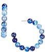 Color:Blue - Image 1 - Marble Blue Beaded Hoop Earrings