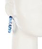Color:Blue - Image 2 - Marble Blue Beaded Hoop Earrings