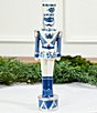 Southern Living Meet Me Under The Mistletoe Collection Blue and White Chinoiserie Ceramic Nutcracker - Image 1
