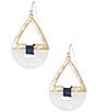 Color:Gold/Blue - Image 1 - Metal Open Triangle White Shell Drop Earrings