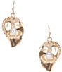 Color:Pearl/Gold - Image 1 - Metal Shell with Pearl Drop Earrings