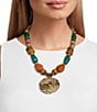 Southern Living Mixed Media Coin Pendant Short Pendant Beaded Statement Necklace - Image 2