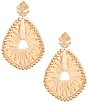 Southern Living Monstera Leaf Cream Raffia Wrapped Drop Earrings - Image 1