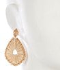 Southern Living Monstera Leaf Cream Raffia Wrapped Orbital Drop Earrings, Color:Gold/Cream - Image 2