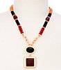 Southern Living Multi Bead Oval & Square Metal Short Pendant Necklace - Image 1