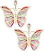 Color:Gold/Multi - Image 1 - Multi Color Thread Metal Butterfly Statement Drop Earrings