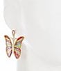 Color:Gold/Multi - Image 2 - Multi Color Thread Metal Butterfly Statement Drop Earrings