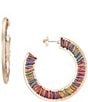 Color:Gold/Multi - Image 1 - Multi Color Thread Metal Hoop Earrings