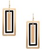 Southern Living Multi Rectangle Metal Jet Rubberized Drop Earrings, Color:Gold/Jet - Image 1