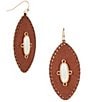 Southern Living Navette White Shell Brown Suede Drop Statement Earring - Image 1