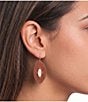 Southern Living Navette White Shell Brown Suede Drop Statement Earring - Image 2