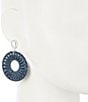Color:Silver/Navy - Image 2 - Navy Leather Peral Wrap Drop Earrings
