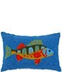 Color:Multi - Image 1 - Outdoor Living Collection Fish Hoop Embroidery Indoor/Outdoor Pillow