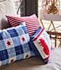 Color:Multi - Image 3 - Outdoor Living Collection Flag Embroidery Indoor/Outdoor Reversible Pillow