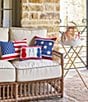 Color:Multi - Image 4 - Outdoor Living Collection Flag Embroidery Indoor/Outdoor Reversible Pillow