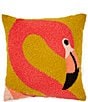 Color:Multi - Image 1 - Outdoor Living Collection Flamingo Hoop Embroidery Indoor/Outdoor Pillow