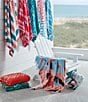 Color:Coral - Image 3 - Outdoor Living Collection Geo Chevron Border Jacquard Beach Towel