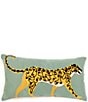 Color:Multi - Image 1 - Outdoor Living Collection Indoor/Outdoor Status Cat Embroidered Square Pillow