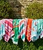 Color:Coral/Green - Image 2 - Outdoor Living Collection Monstera Printed Beach Towel