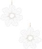 Color:Gold/Pearl - Image 1 - Pearl Beaded White Flower Etching Drop Earrings
