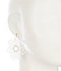 Color:Gold/Pearl - Image 2 - Pearl Beaded White Flower Etching Drop Earrings