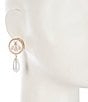 Color:Gold/White - Image 2 - Pearl Bee Disc Clip Drop Earrings
