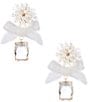 Southern Living Pearl Cluster Velvet Bow Crystal Octagon Drop Earrings, Color:Gold/Pearl - Image 1