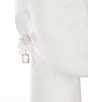 Southern Living Pearl Cluster Velvet Bow Crystal Octagon Drop Earrings, Color:Gold/Pearl - Image 2