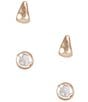 Southern Living Pearl Coin Stud & Hammered Metal J Hoop & Stud Earrings, Color:Gold/Pearl - Image 1