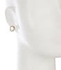 Southern Living Pearl Coin Stud & Hammered Metal J Hoop & Stud Earrings, Color:Gold/Pearl - Image 2