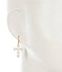 Color:Gold/Pearl - Image 2 - Pearl Cross Drop Earrings