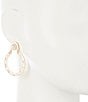 Color:Gold/Pearl - Image 2 - Pearl Hammered Round Drop Earrings