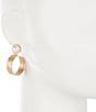 Color:Peal/Gold - Image 2 - Pearl Round Stud Textured Metal Drop Earrings