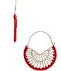 Color:Gold/Red - Image 1 - Red Cord Wrapped Open Texture Finding Drop Earrings