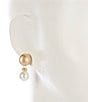 Color:Gold/Pearl - Image 2 - Round Metal Pearl Clip Drop Earrings