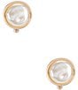 Color:Gold/Pearl - Image 1 - Round Metal Pearl Clip Stud Earrings