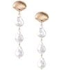 Southern Living Seashell Pearl Linear Earrings, Color:Pearl/Gold - Image 1