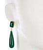 Southern Living Semi Precious Green Stone Linear Earrings, Color:Green/Gold - Image 2
