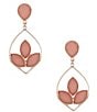 Color:Pink/Gold - Image 1 - Semi Precious Stone Inset Drop Earrings