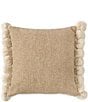 Color:Natural - Image 1 - Simplicity Collection Pom Pom Trimmed Pillow