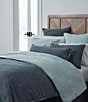 Color:Blue - Image 1 - Simplicity Duo Cotton & Linen Fringed Reversible Comforter